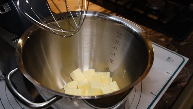 Dough prepaing in a food processor. Batter making fast and easy