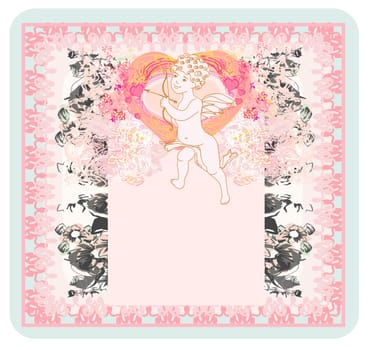 happy valentines day card with cupids