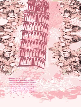 vintage vector pisa tower background