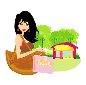 fashion shopping girl with shopping bags