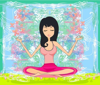 Yoga girl in lotus position