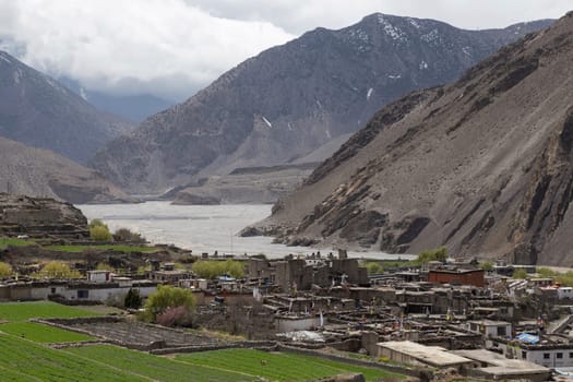 Local houses at Kagbeni in lower Mustang district, Nepal. It made of mud and rock. Kagbeni situated in the junction to upper Mustang.