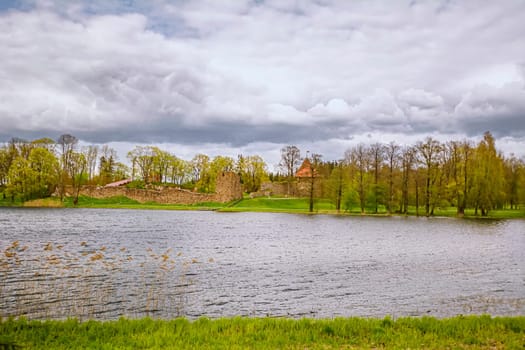 Livonian Order castle (Schloss Marienburg) ruins in Aluksne
