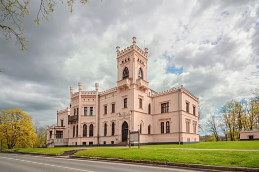 Aluksne New Palace. .Built in the late Tudor Neo-Gothic style in the second half of the 19th century.