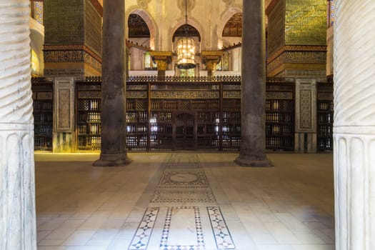 Interior view of the mausoleum of Sultan Qalawun, part of Sultan Qalawun Complex built in 1285 AD, located in Al Moez Street, Cairo, Egypt