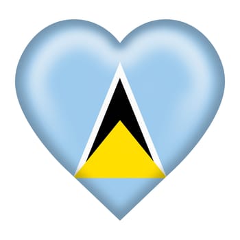 A Saint Lucia flag heart button isolated on white with clipping path 3d illustration