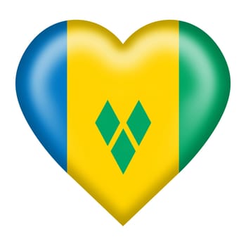 A Saint Vincent and the Grenadines flag heart button isolated on white with clipping path 3d illustration