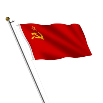 A USSR flagpole 3d illustration on white with clipping path