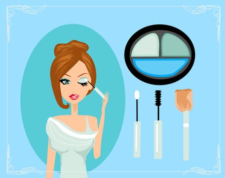 Makeup.Make-up.Eyes hadows. Eye shadow brush