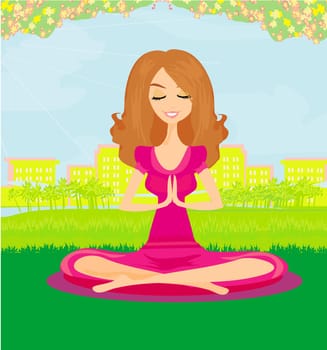Woman doing yoga in the park