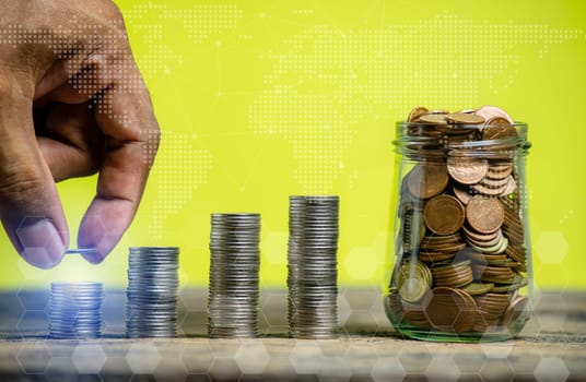 Investor online saving concept, Online Investment Savings, Online Stock Investors, Internet Financial Transactions, Save Monney for Investors Using Internet to Trade Stocks or Trade Fund