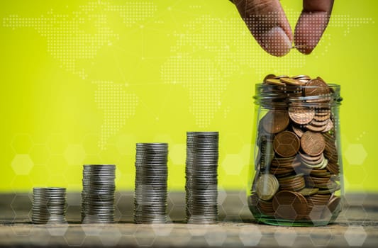Investor online saving concept, Online Investment Savings, Online Stock Investors, Internet Financial Transactions, Save Monney for Investors Using Internet to Trade Stocks or Trade Fund