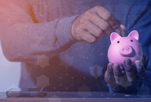 Investor online saving concept, Online Investment Savings, Online Stock Investors, Internet Financial Transactions, Save Monney for Investors Using Internet to Trade Stocks or Trade Fund