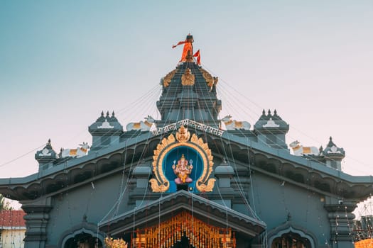Sangolda, Goa, India. Sri Amrekarnath Temple. Famous Landmark And Popular Destination.