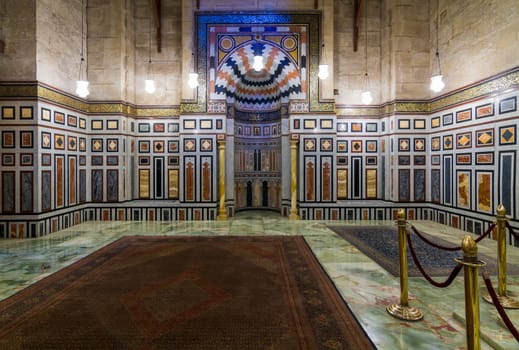 Interior of the tomb of the Reza Shah of Iran, Al Rifaii Mosque, Royal Mosque, located in front the Cairo Citadel, constructed between 1869 and 1912