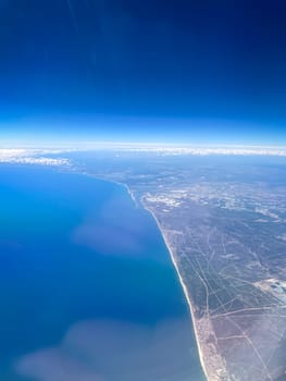 View of the Spanish mainland from an airplane.