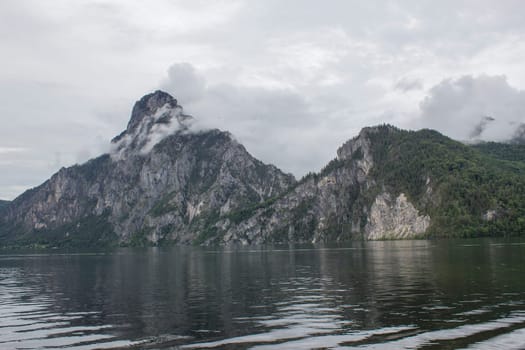 View of Traunstein and Traunsee in Austria
