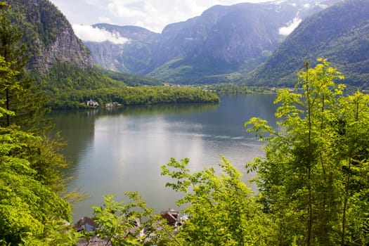 Alps mountains above the famous Hallstatt village, Austria
