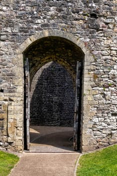 Remains of Chepstow Castle (Castell Cas-gwent) at Chepstow, Monmouthshire, Wales, United Kingdom