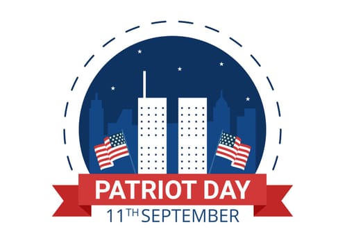 Patriot Day USA Celebration Hand Drawn Cartoon Flat Illustration with American Flag and National Remembers on Vector Background Design