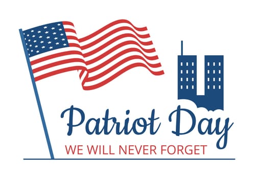 Patriot Day USA Celebration Hand Drawn Cartoon Flat Illustration with American Flag and National Remembers on Vector Background Design