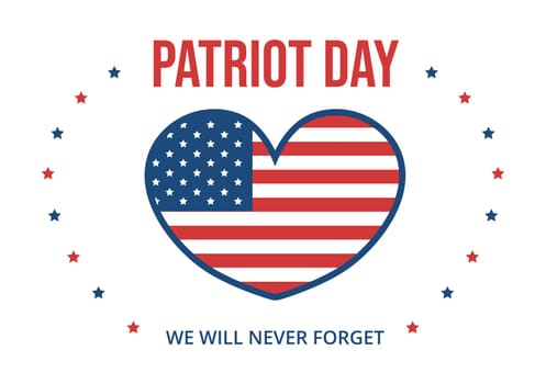 Patriot Day USA Celebration Hand Drawn Cartoon Flat Illustration with American Flag and National Remembers on Vector Background Design