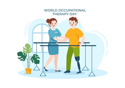 World Occupational Therapy Day Celebration Hand Drawn Cartoon Flat Illustration with Physical Therapists to Maintain and Recover Health