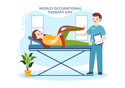 World Occupational Therapy Day Celebration Hand Drawn Cartoon Flat Illustration with Physical Therapists to Maintain and Recover Health