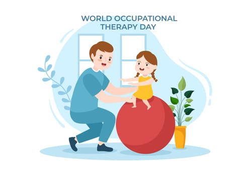 World Occupational Therapy Day Celebration Hand Drawn Cartoon Flat Illustration with Physical Therapists to Maintain and Recover Health