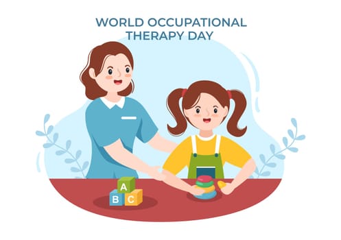 World Occupational Therapy Day Celebration Hand Drawn Cartoon Flat Illustration with Physical Therapists to Maintain and Recover Health