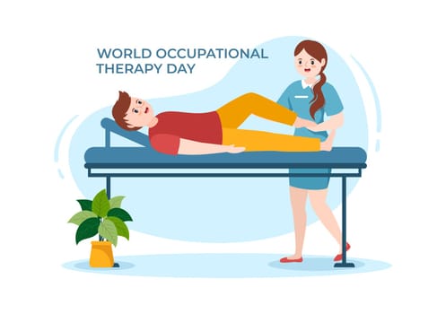 World Occupational Therapy Day Celebration Hand Drawn Cartoon Flat Illustration with Physical Therapists to Maintain and Recover Health