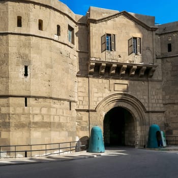 Facade of National Military Museum with visitors departing, Citadel of Cairo, Salah El Din Al Ayouby Citadel, Cairo, Egypt