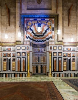 Interior of the tomb of the Reza Shah of Iran, Al Rifaii Mosque, Royal Mosque, located in front the Cairo Citadel, constructed between 1869 and 1912