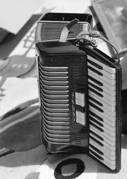 Detail view of a chordium, a squeezebox.