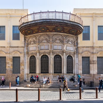 Cairo, Egypt- November 23 2019: Facade of Ottoman era historic Mohamed Ali Sabil building, Moez Street, Nahassen district, Medieval Cairo, Egypt