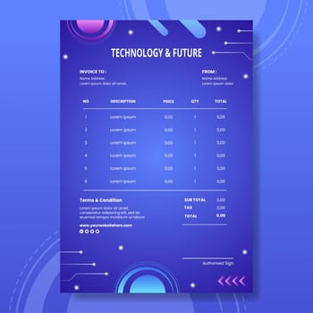Technology Invoice Template Hand Drawn Cartoon Flat Illustration
