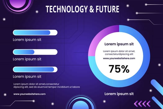 Technology Infographic Template Hand Drawn Cartoon Flat Illustration