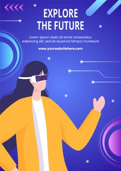Technology Flyer Template Hand Drawn Cartoon Flat Illustration