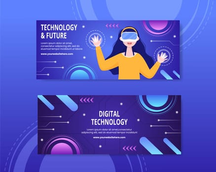 Technology Horizontal Banner Template Hand Drawn Cartoon Flat Illustration