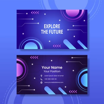 Technology Card Horizontal Template Hand Drawn Cartoon Flat Illustration