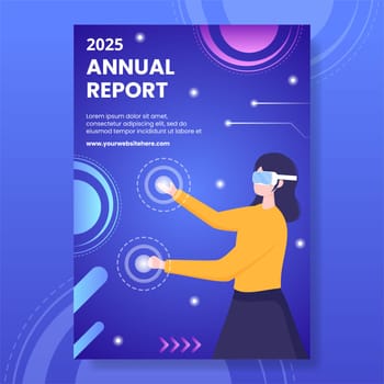 Technology Annual Report Template Hand Drawn Cartoon Flat Illustration