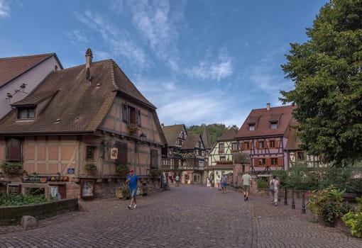 colorful houses in the historic old town of Kaysersberg, Alsace, France