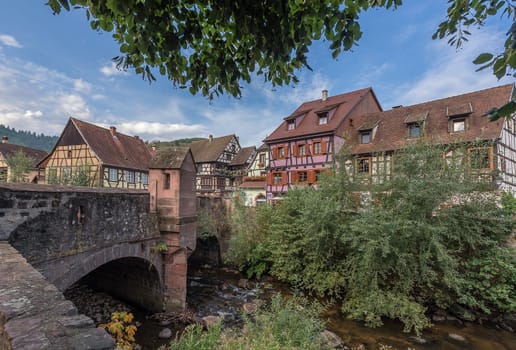 colorful houses in the historic old town of Kaysersberg, Alsace, France