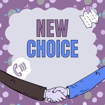 Conceptual display New Choice, Business concept having lot of options and adding another one to choose between Empty frame decorated with communication symbols represent business meeting