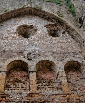 Remains of Chepstow Castle (Castell Cas-gwent) at Chepstow, Monmouthshire, Wales, United Kingdom