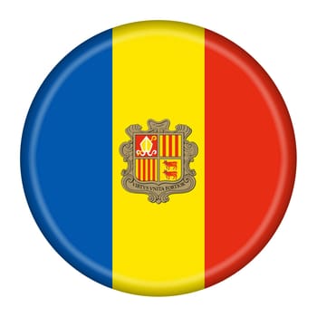 An Andorra flag button 3d illustration with clipping path