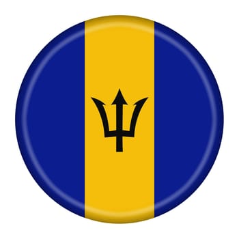 A Barbados flag button 3d illustration with clipping path