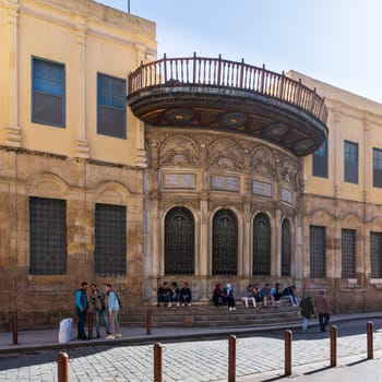 Cairo, Egypt- December 14 2019: Facade of Ottoman era historic Mohamed Ali Sabil building, Moez Street, Nahassen district, Medieval Cairo, Egypt