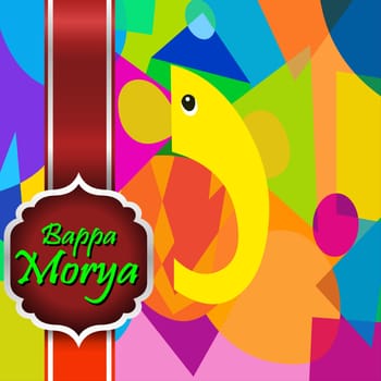 Lord Ganesh Illustration - Greeting Card - Happy Ganesh Chaturthi Festival Greeting Card Design Concept. Lord Ganesha Sketch Art.Colorful Background.Fluid Gradient.Graphic.Liquid Design.Vector.