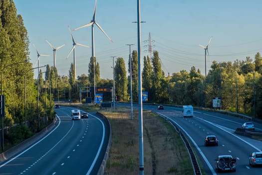 Ekeren, Belgium, August 2022: View on A12 highway in Ekeren, vincinity of Antwerp, Belgium.